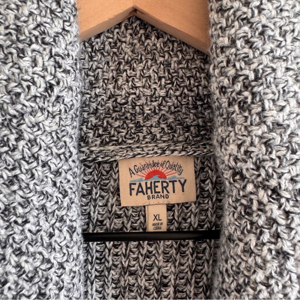 Faherty | Heather Gray Marled Cotton Cashmere Knit Cardigan ~ XL Like New - Picture 8 of 11